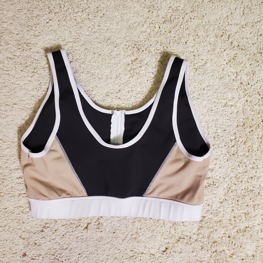 CALI SPORT Women Shorts Sports Bra Top Black Tan White 2pc Gym Outfit Athletic - Picture 9 of 16